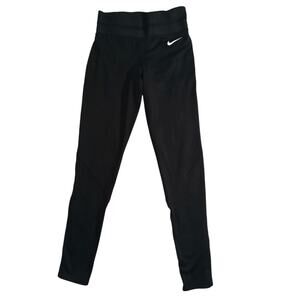 Nike Pro Dri-Fit Leggings Sz S Black SPELLOUT Waistband Logo Core Gym Yoga Jog